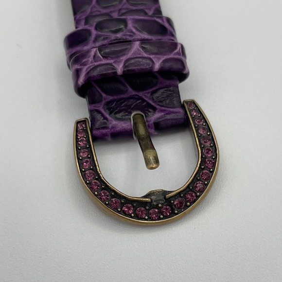 Heidi Daus Leather Swarovski Crystal Women Watch Purple Croc B7997 Retired main image 5